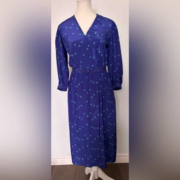 Vintage Maggie London Purple/Blue Dress - Picture 2 of 8